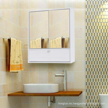 Mueble de baño blanco con 2 puertas y espejo